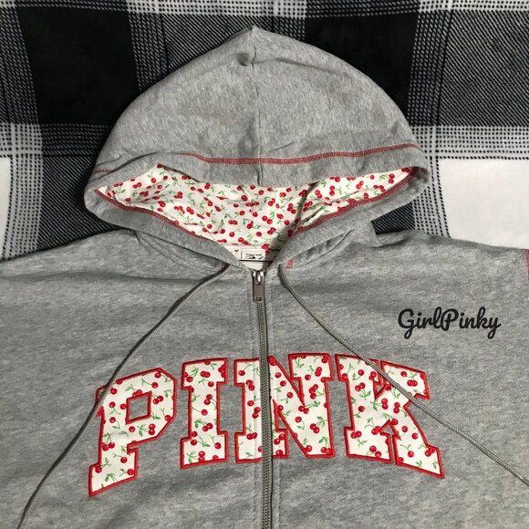 PINK FRANKIES x BERRY FULL ZIP HOODED SWEATSHIRT IN HEATHER GREY ON HAND XS-XL - Picture 3 of 12